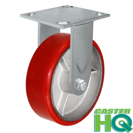 Casterhq 5"x2" Red Polyurethane on Iron Wheel, Rigid Caster, Capacity: 1, 00 35CR520PU84V-04